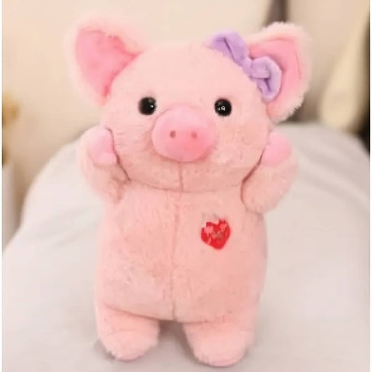 Peluche cochon avec nœud violet