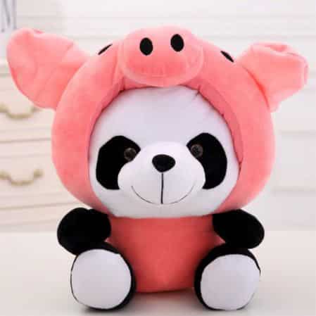 Peluche panda déguisé en cochon