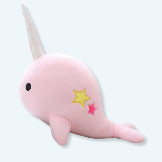 Peluche baleine licorne rose