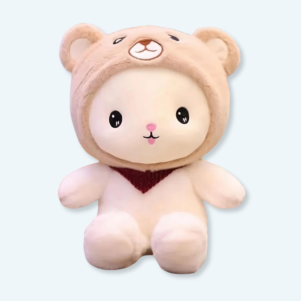 Peluche lapin bonnet ours