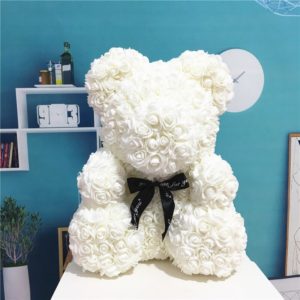 Peluche ours en fleurs Blanche