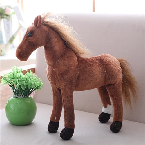 Peluche cheval marron mignon