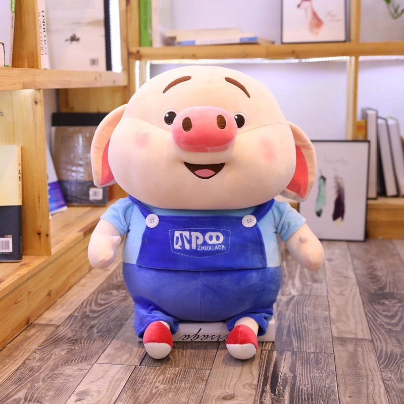 Plush Pig Dressed in Handyman Outfit