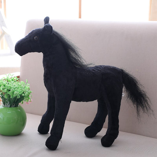 Peluche cheval noir mignon