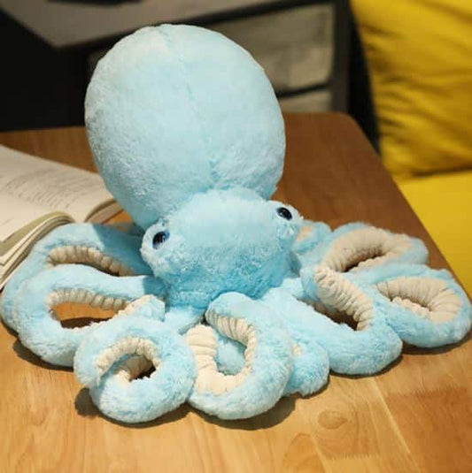 Peluche pieuvre bleue claire trop mignonne