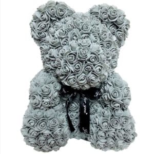 Peluche ours en fleurs grise