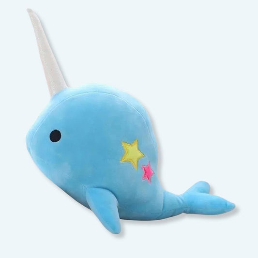 Peluche baleine licorne bleue foncée