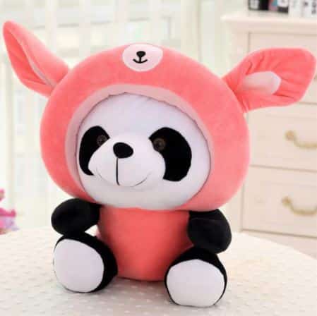 Peluche panda déguisé en lapin