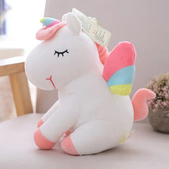 Peluche licorne blanche arc-en-ciel