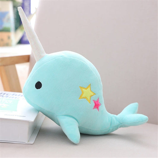 Peluche baleine licorne bleue clair