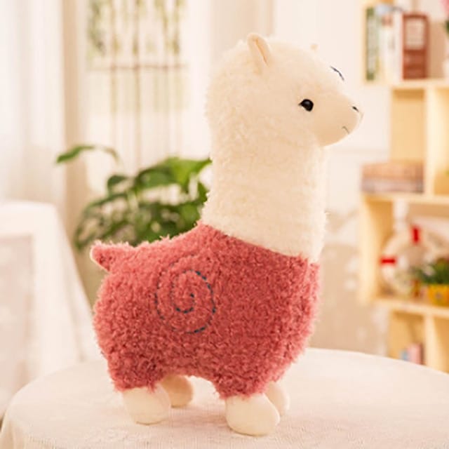 Peluche alpaga à robe colorée