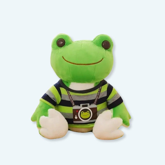 Peluche grenouille photographe