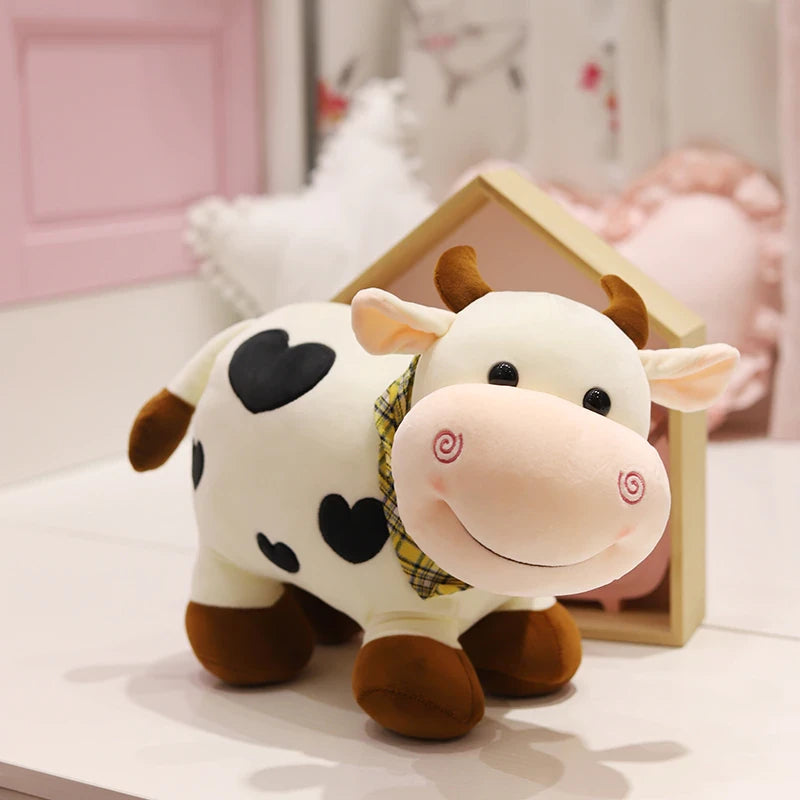 Peluche vache à motif coeur