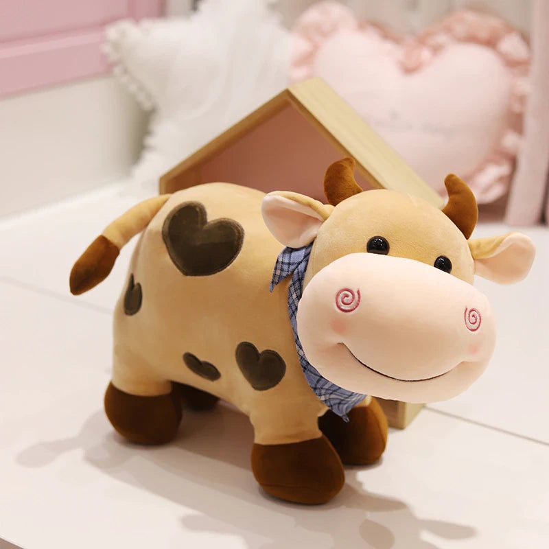 Peluche vache à motif coeur