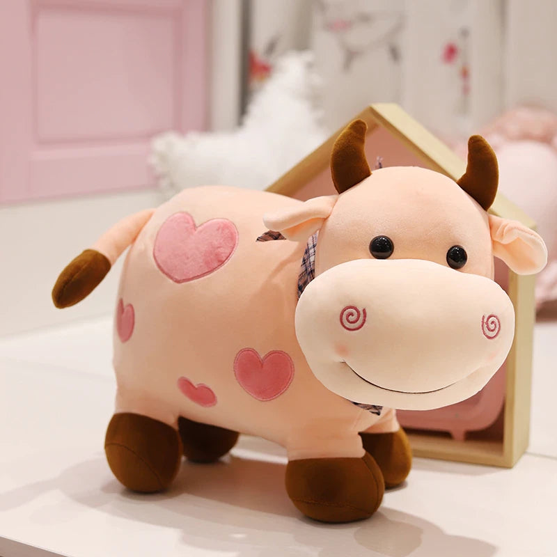 Peluche vache à motif coeur