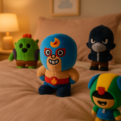 Lifestyle photo - Mega Plush Pack Brawl Stars Leon + Spike + Crow + El Primo